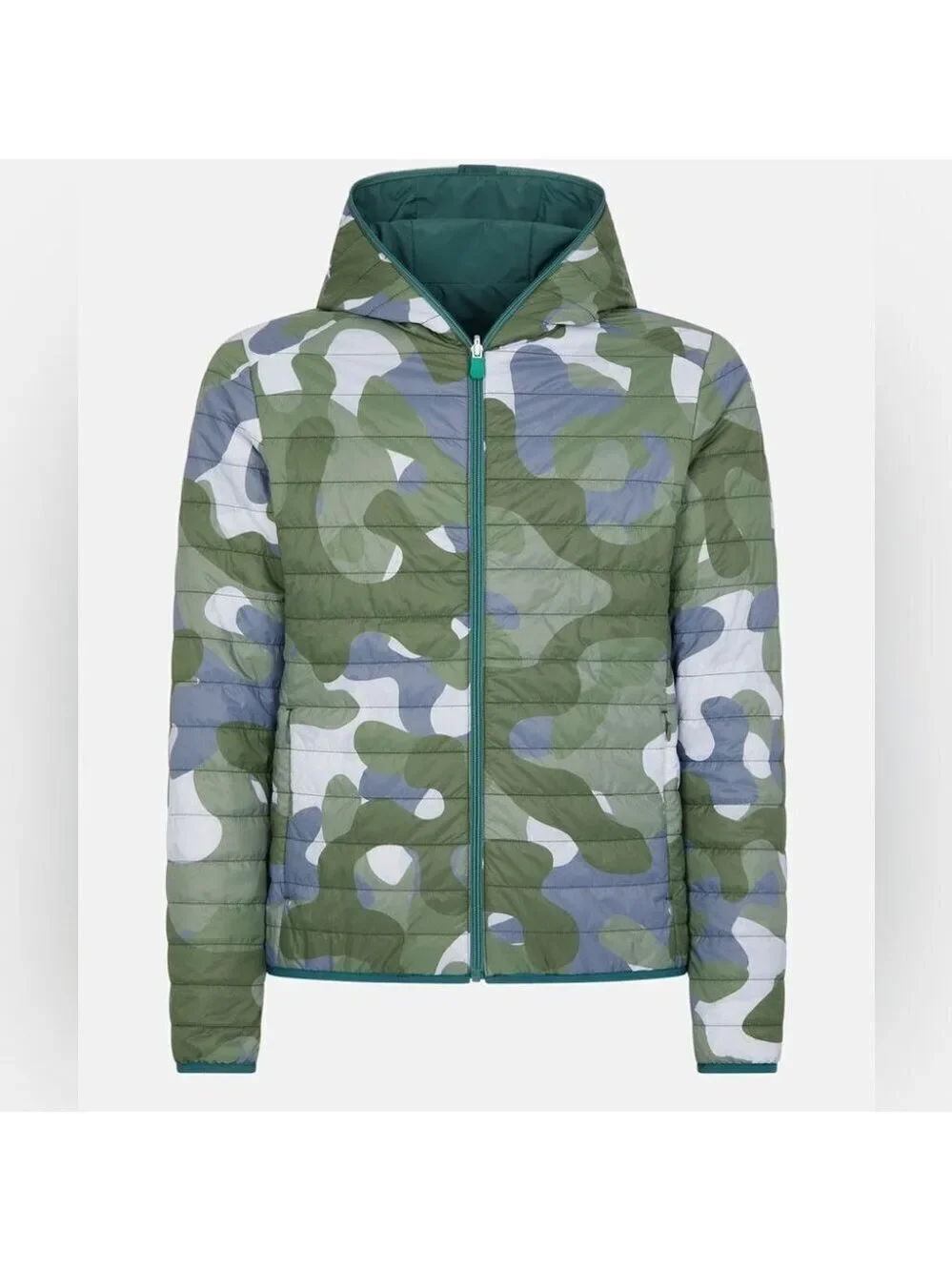 Save The Duck James Hooded Reversible Camo/Green Puffer Size 16Y